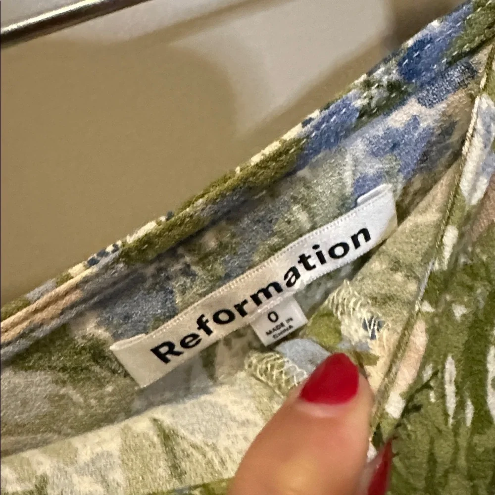 Reformation Margot Floral Green and Blue Skirt SIZE 0 - Picture 5 of 8